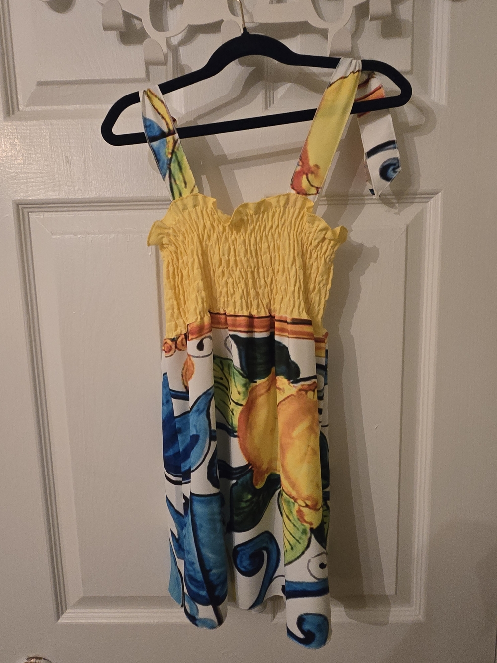 Girls Yellow Lemon Print Casual Sundress
